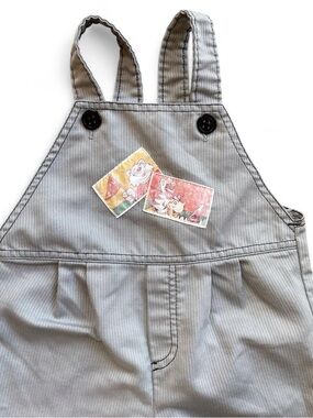 Vintage Carter's Light Gray Kids Overalls with Cartoon Patch